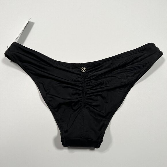 Victoria Secret Large L Cheeky Bikini Bottom Ruched Back Black - Picture 1 of 6